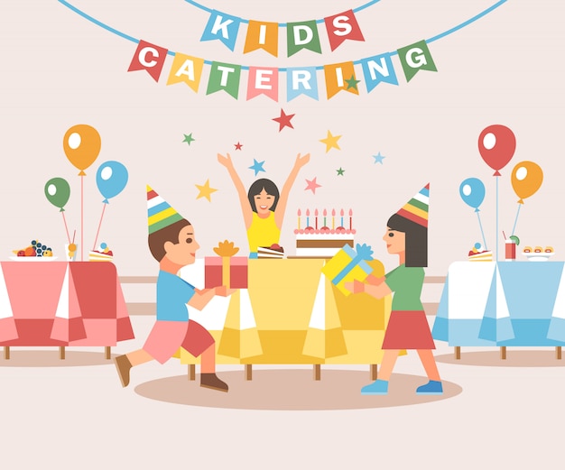 Vector kids catering concept.