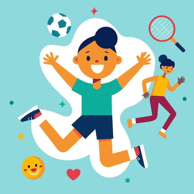 Vector kids celebrating athletics day flat vector illustration