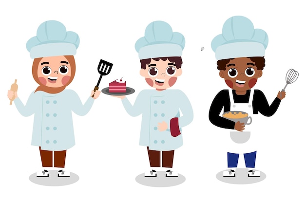 kids chef dream job character illustration