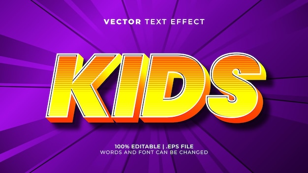 Vettore modello di stile effetto di testo modificabile 3d divertente per bambini per bambini