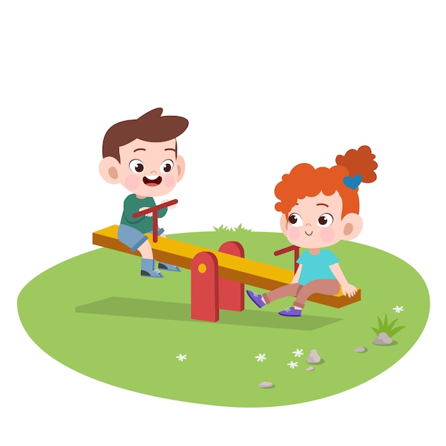 Kids children playing playground illustration