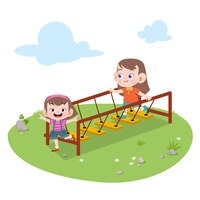 Kids children playing playground illustration