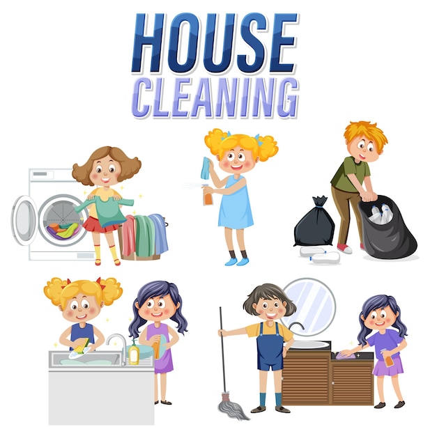 Kids cleaning at home set