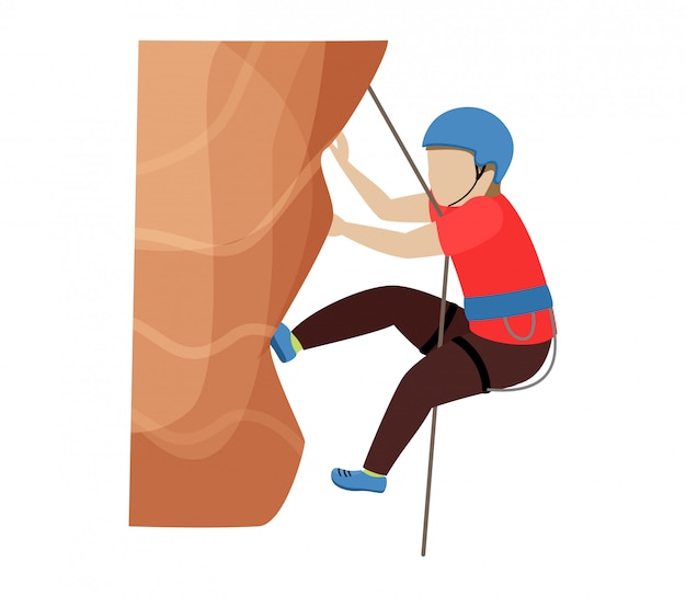 Kids climbing  climber children character climbs rock mountain wall or mountainous cliff illustration mountaineering set of child in extreme sport mountaineer  on white background