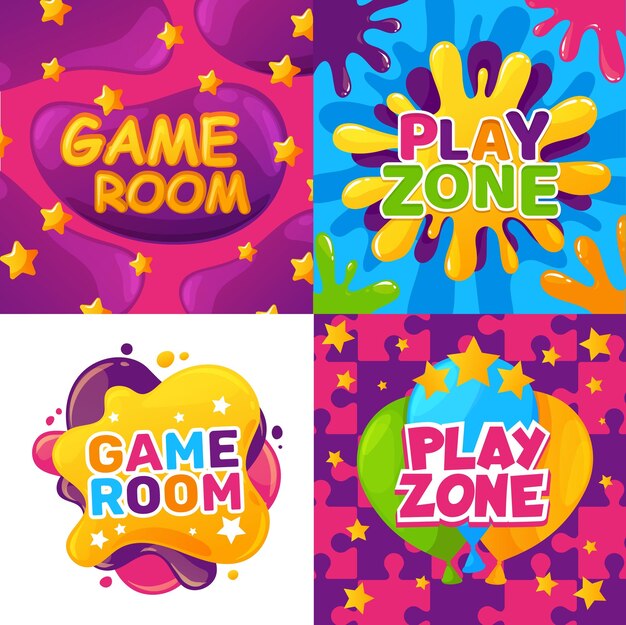 Vector kids club game room play zone child education