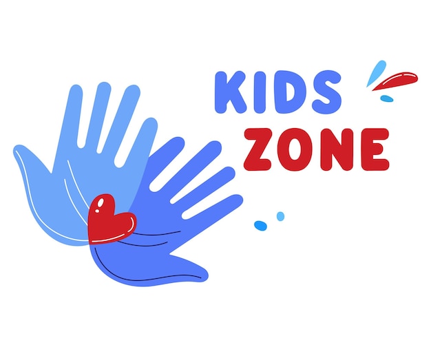 Kids club zona logo educazione gioco area ricreazione etichetta kid tempo libero parco giochi design stile cartone animato