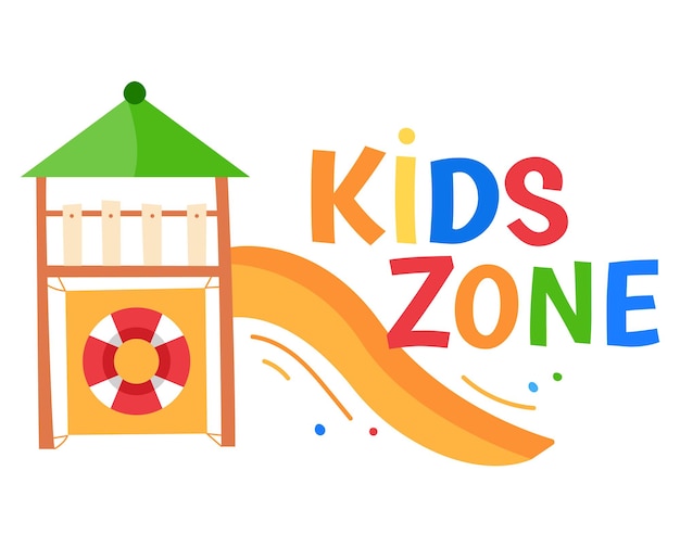 Kids club zona logo educazione gioco area ricreazione etichetta kid tempo libero parco giochi design stile cartone animato