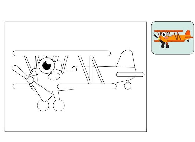 Concetto di trasporto del libro da colorare per bambini. illustrazione libri per bambini aereo, nave, pallone, sottomarino