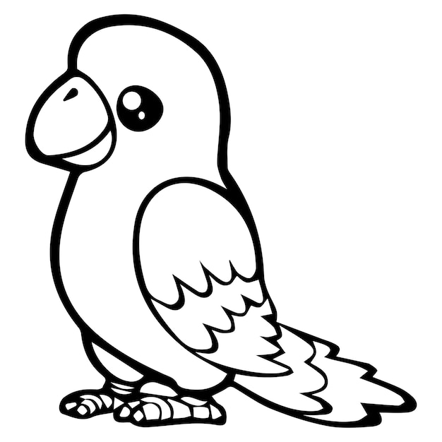 Kids Coloring Pages, Cute Bird Character Vector illustration EPS, And Image