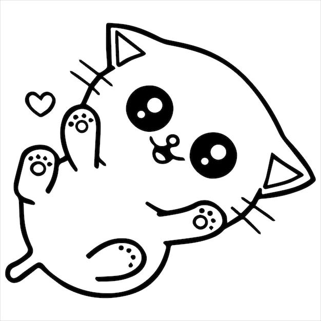 Vector kids coloring pages, cute cat character vector illustration eps, and image