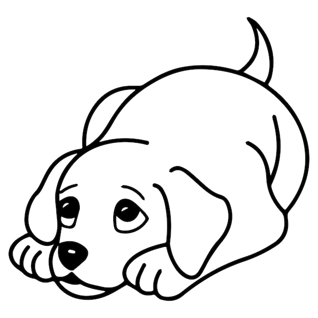 Kids Coloring Pages, Cute Dog Character Vector illustration EPS, And Image