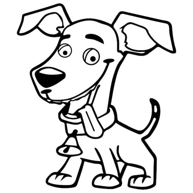 Детские раскраски, милая собачка, векторная иллюстрация EPS и изображение
