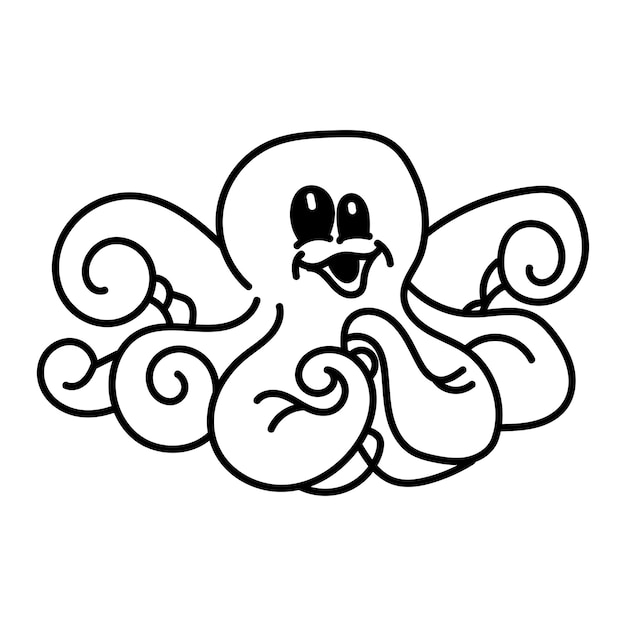 Vector kids coloring pages cute octopus character vector illustration eps and image