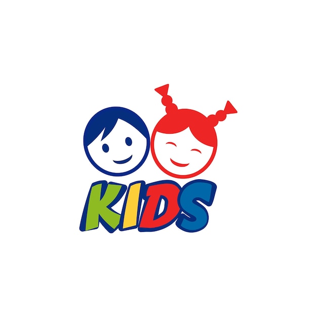 Vector kids couple head logo design