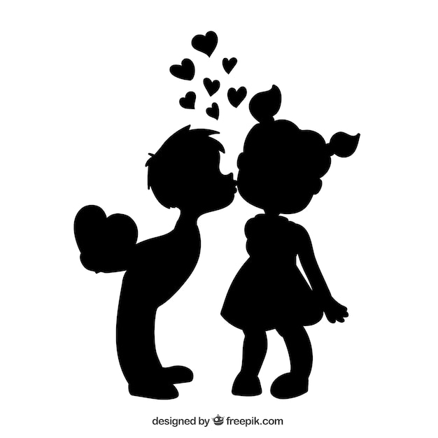 Kids couple silhouettes