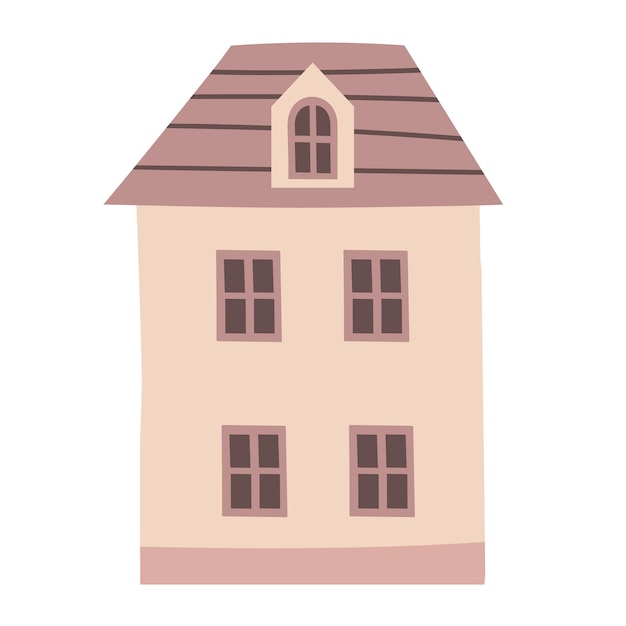 Kids cozy house hand drawn vector illustration Cartoon Tiny building isolated on white background Flat design