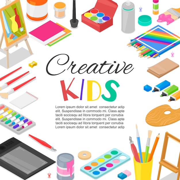 Kids created art, education, creativity class template