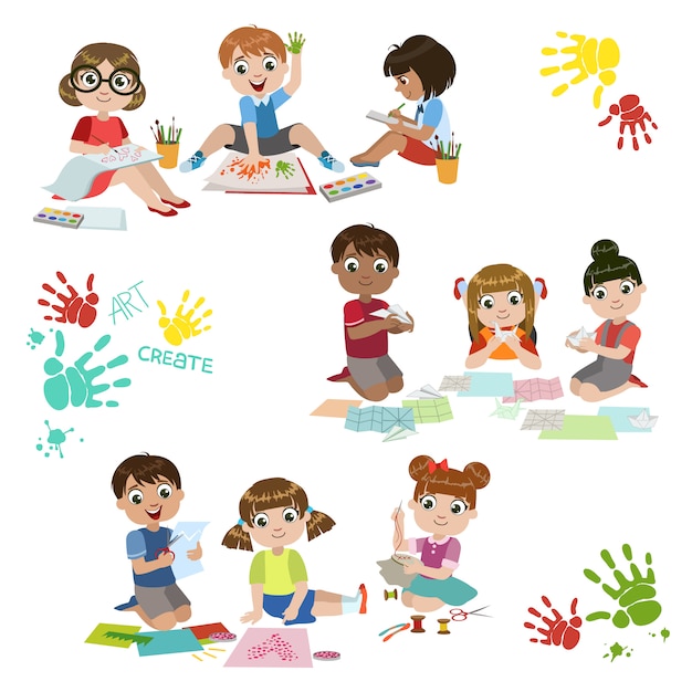 Vector kids creativity practice