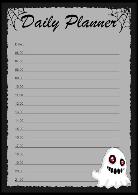 Kids Daily Plan With Halloween Ghost Theme