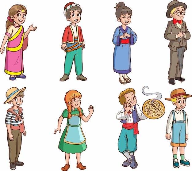 kids in different traditional costumes