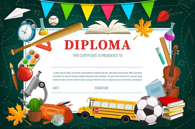 Kids diploma for kindergarten or school