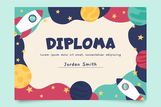 Vector kids diploma template