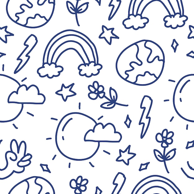 Vector kids doodle cartoon pattern design