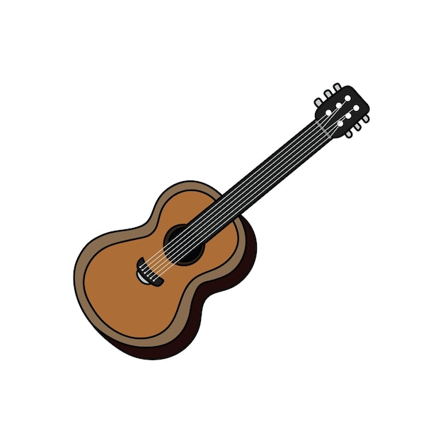 Vector kids drawing cartoon vector illustration classic guitar icon isolated on white background