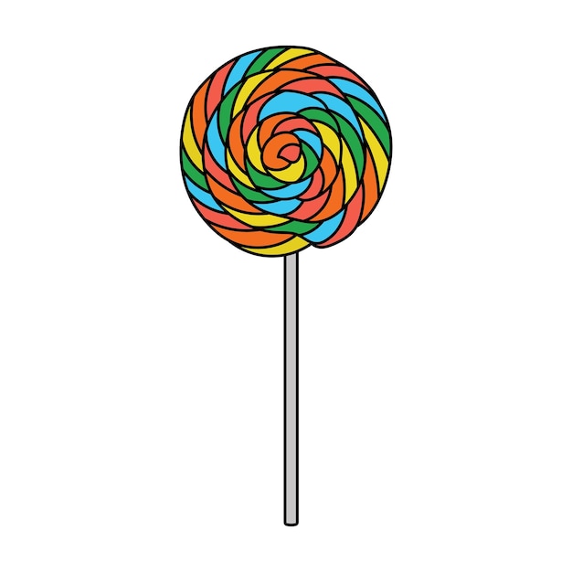 Kids drawing cartoon vector illustration cute lollipop candy isolated on white background