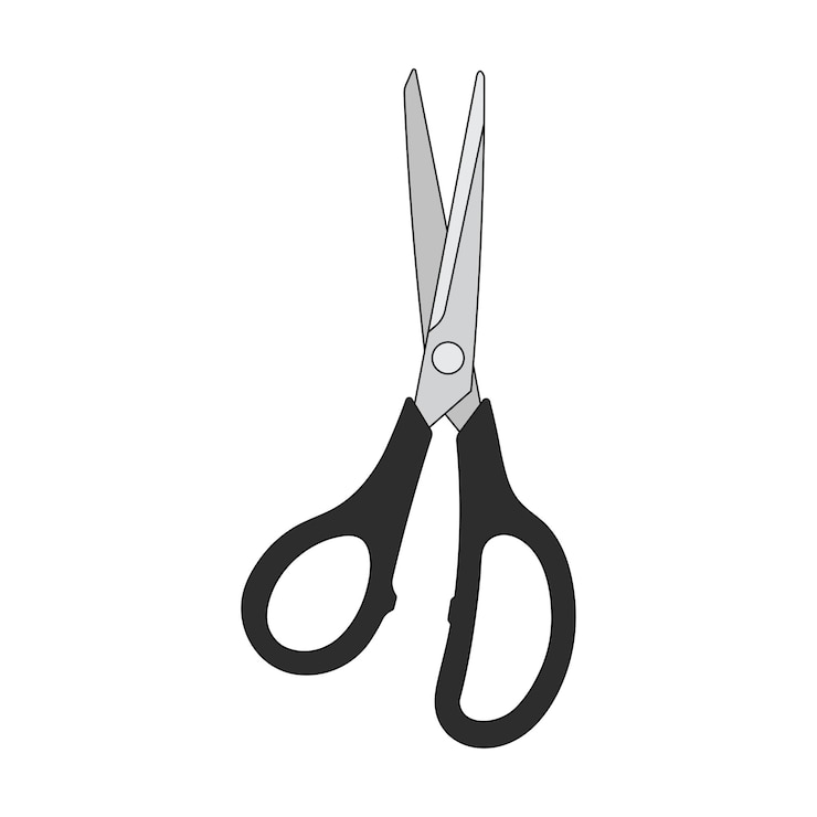 Vector kids drawing cartoon vector illustration dressmaking scissors isolated in doodle style
