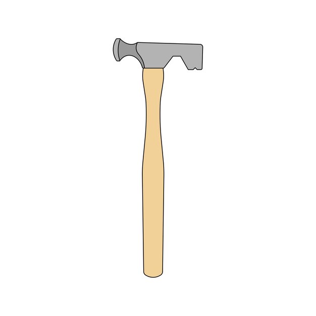 Vector kids drawing cartoon vector illustration drywall hammer icon isolated on white background