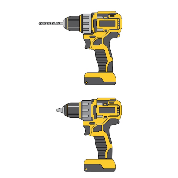 白い背景に隔離された電気ドリルのアイコン