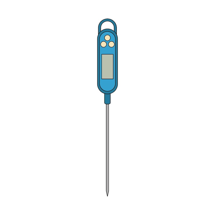 Vector kids drawing cartoon vector illustration food thermometer icon isolated on white