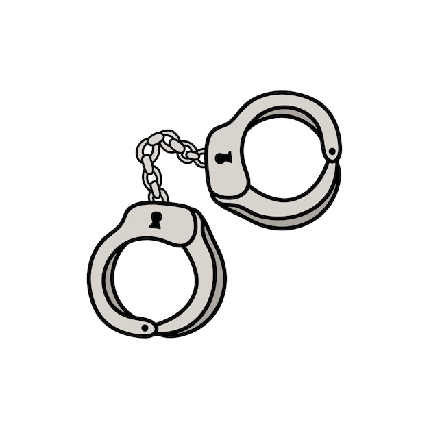 Kids drawing Cartoon Vector illustration handcuffs icon Isolated on White Background