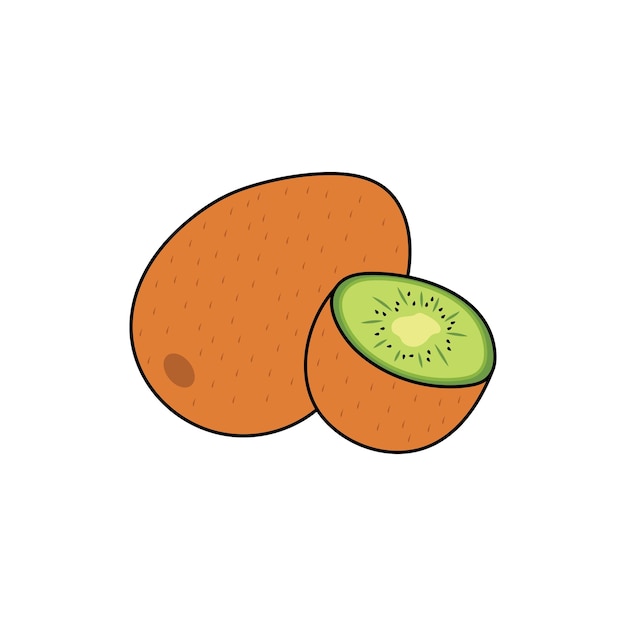 Bambini che disegnano cartoni animati illustrazione vettoriale icona di frutta kiwi isolata su sfondo bianco