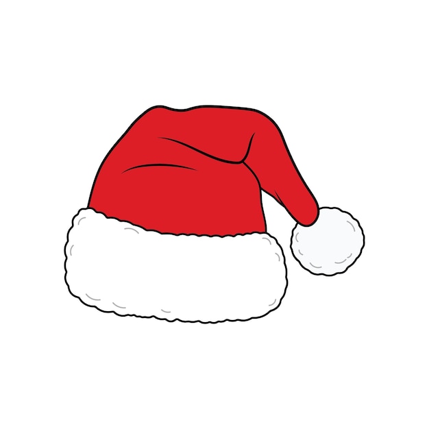 Vector kids drawing cartoon vector illustration santa hat isolated on white background