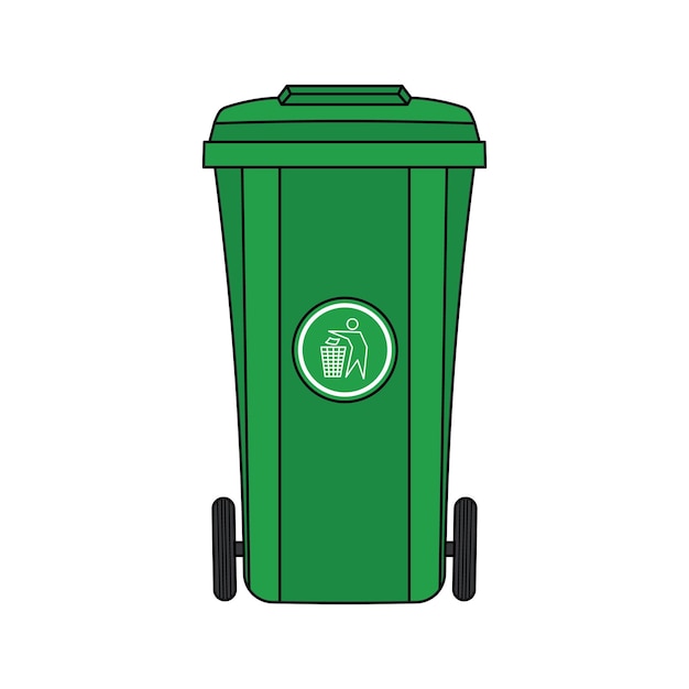 Kids drawing Cartoon Vector illustration trash bin icon Isolated on White Background