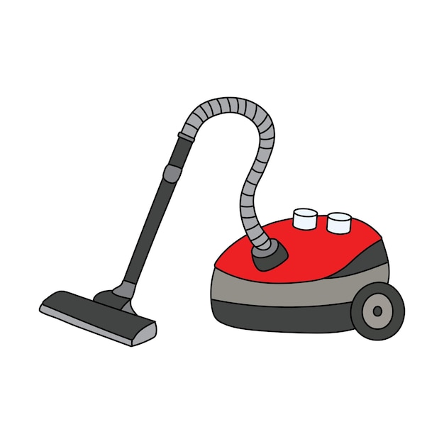 Vector kids drawing cartoon vector illustration vacuum cleaner isolated on white background