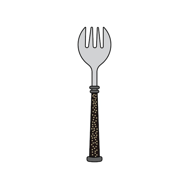 Kids drawing Cartoon Vector illustration vintage oyster fork Isolated in doodle style