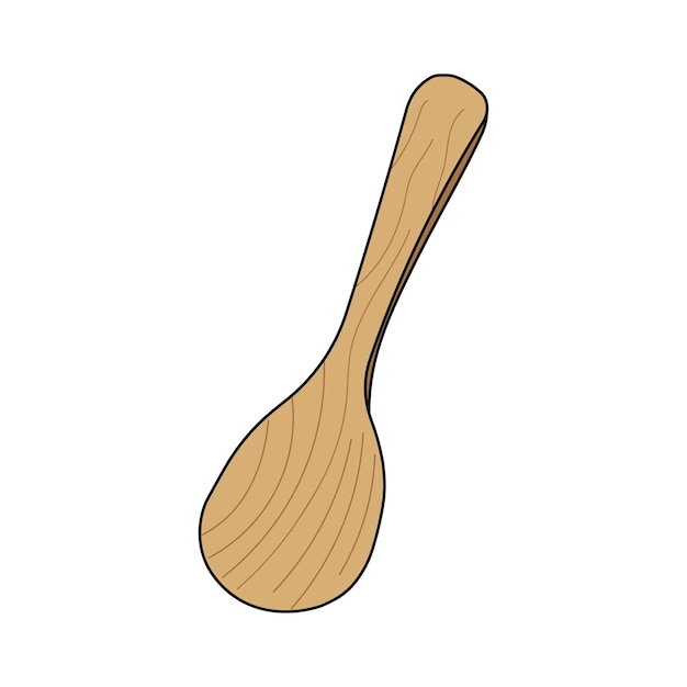 Vector kids drawing cartoon vector illustration wooden rice paddle isolated in doodle style