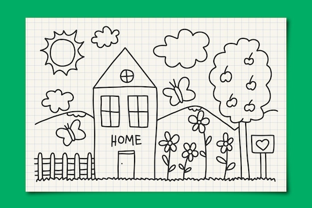 Hand drawn Children's drawing of the house. Doodle sketch style. Symbol  cute home. Vector illustration. 6920008 Vector Art at Vecteezy