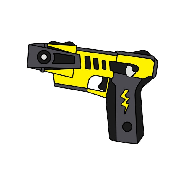 Kids drawing Vector illustration stun gun pistols electric flat cartoon isolated