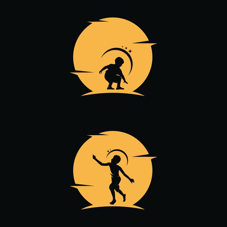 Kids dream reach a star with moon background
