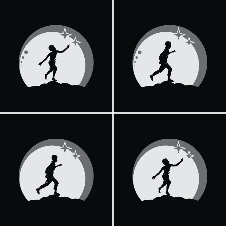 Kids dream to reach a star with moon background