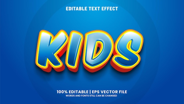 Kids editable text effect 3d style colorful effect