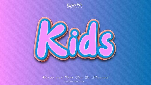 Vector kids editable text effect, free font