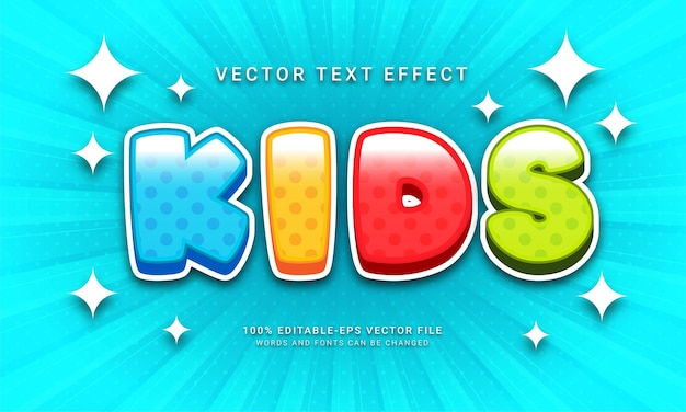 Kids editable text effect with multiple color theme