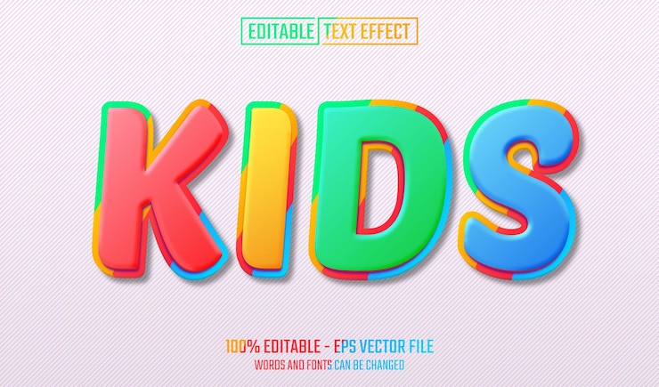 Vector kids editable text effect