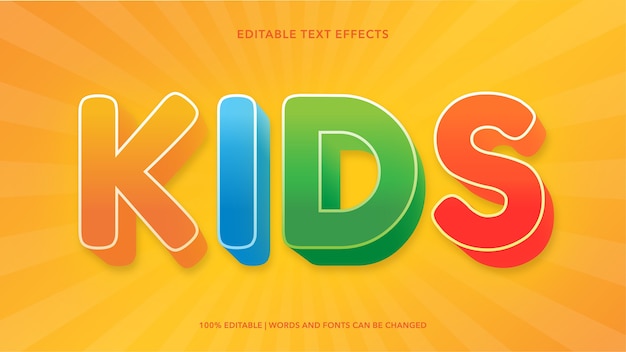 Vector kids editable text effects