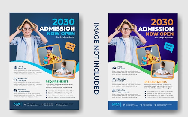 Kids education admission flyer back to school poster layout template